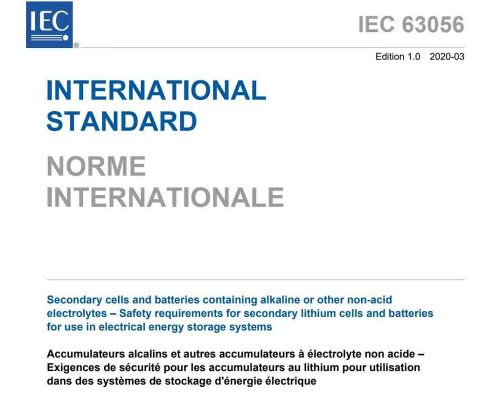 Tiêu chuẩn IEC 63056: 2020 cho hệ thống lưu trữ năng lượng điện