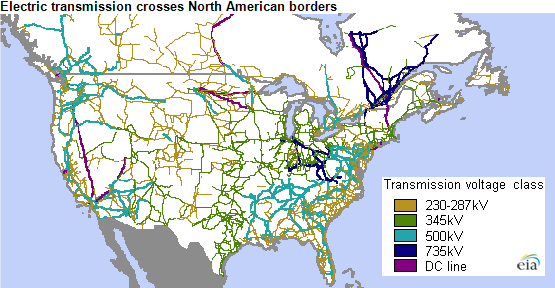 Bản đồ các đường truyền của Hoa Kỳ. Nguồn: EIA